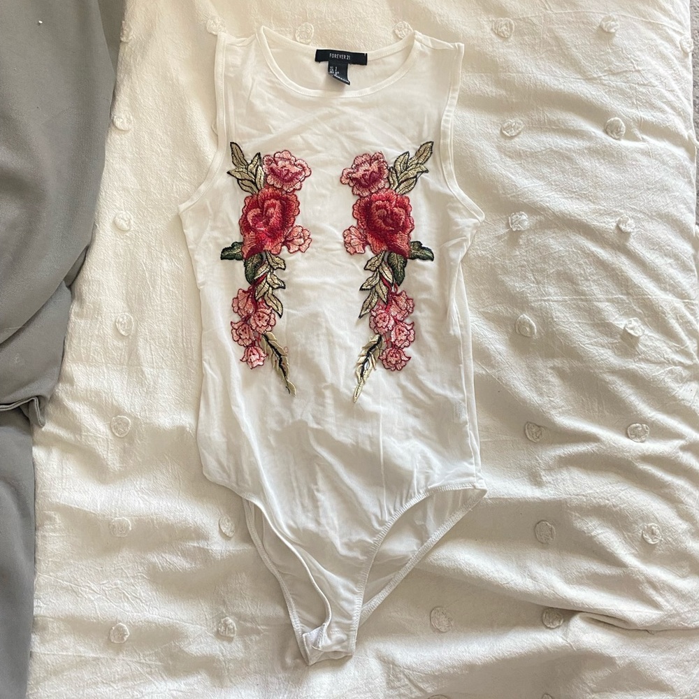 White floral bodysuit